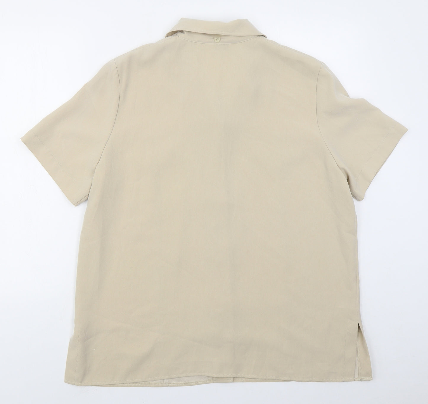 Damart Womens Beige  Polyester Basic Button-Up Size L Collared