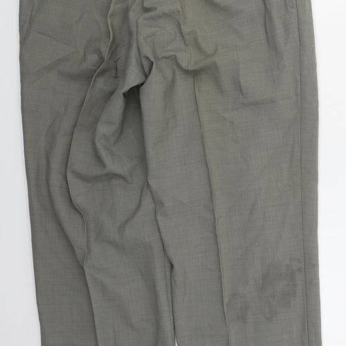 Ela Flex Mens Grey  Polyester Trousers  Size 32 L31 in Regular Button