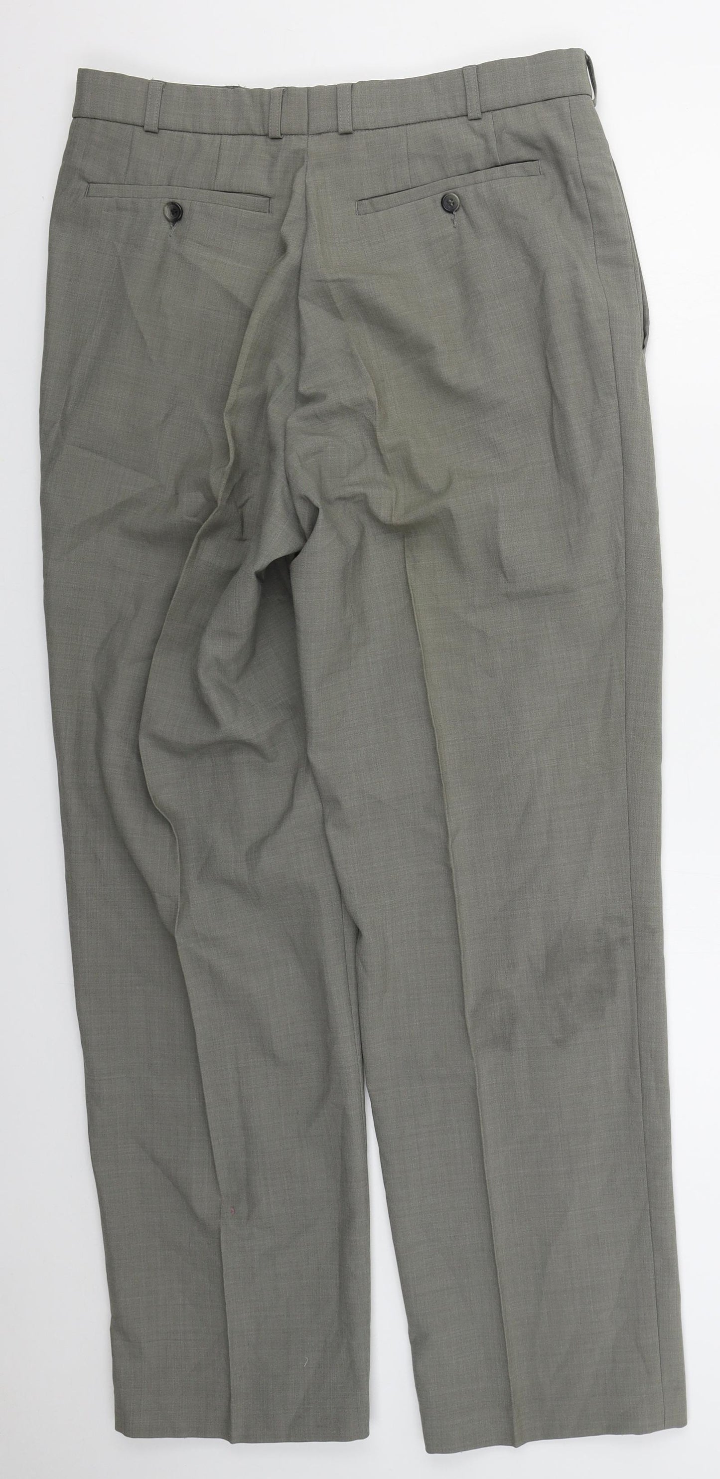 Ela Flex Mens Grey  Polyester Trousers  Size 32 L31 in Regular Button
