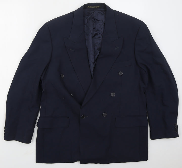 Marks and Spencer Mens Blue  Polyester Jacket Suit Jacket Size 40