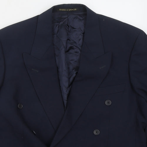 Marks and Spencer Mens Blue  Polyester Jacket Suit Jacket Size 40