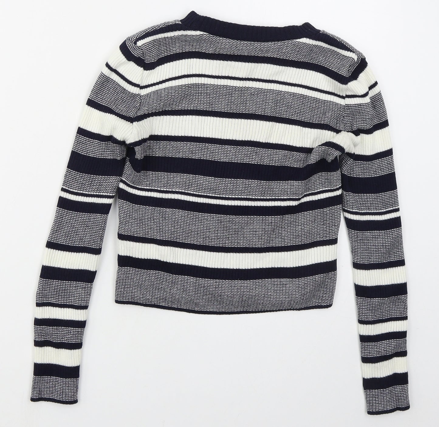 New Look Girls Blue Crew Neck Striped Cotton Pullover Jumper Size 12-13 Years  Pullover