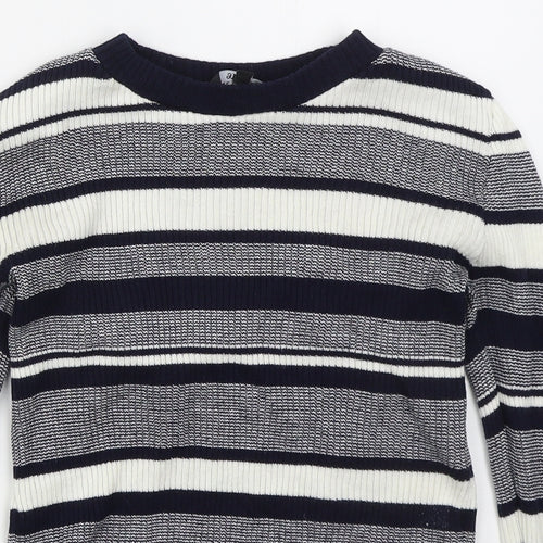 New Look Girls Blue Crew Neck Striped Cotton Pullover Jumper Size 12-13 Years  Pullover