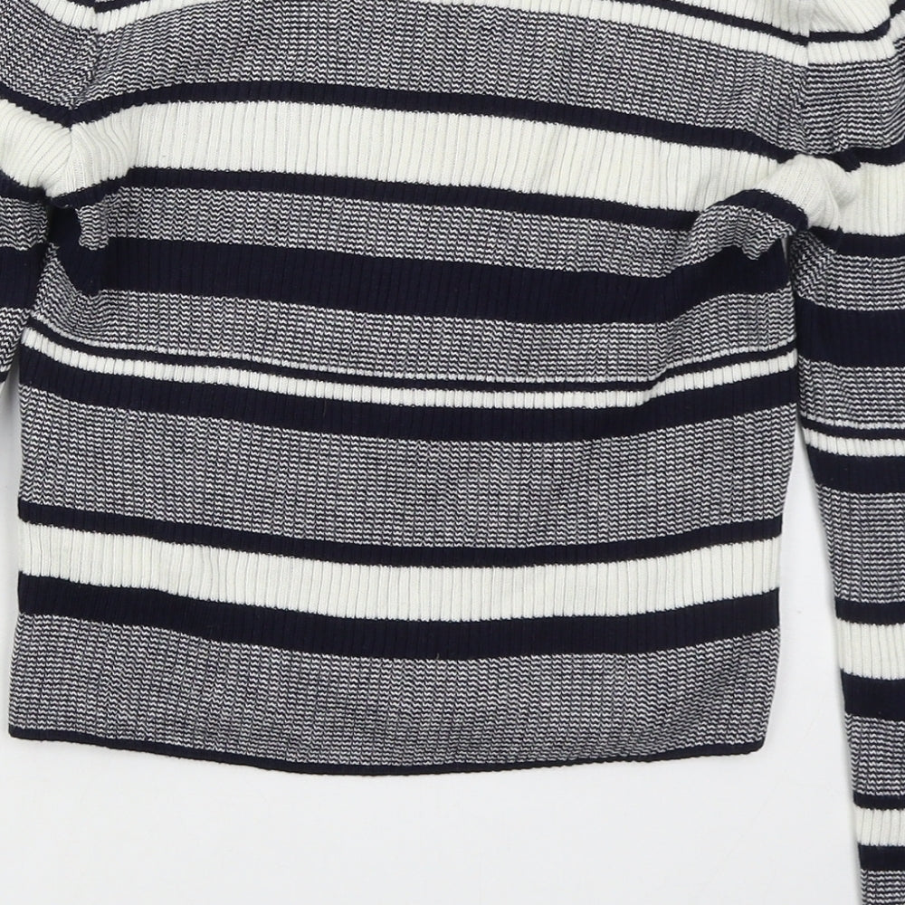 New Look Girls Blue Crew Neck Striped Cotton Pullover Jumper Size 12-13 Years  Pullover
