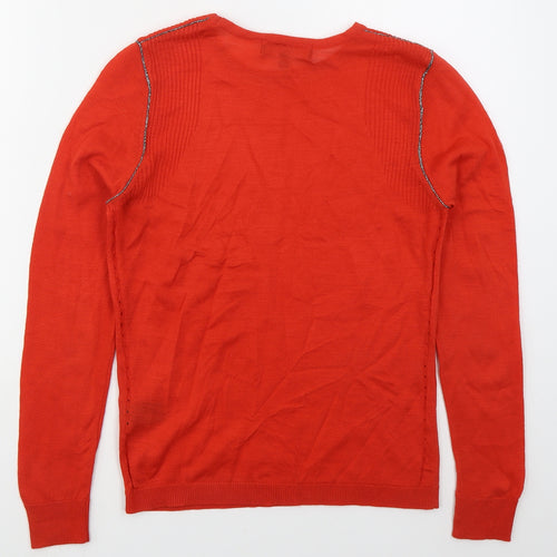 Marks and Spencer Womens Red Crew Neck  Acrylic Pullover Jumper Size 10