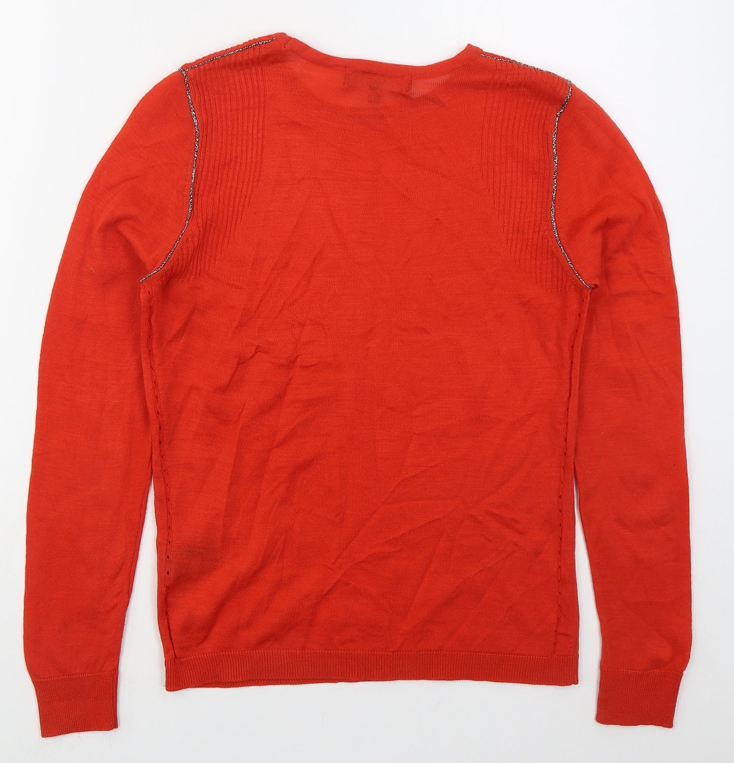 Marks and Spencer Womens Red Crew Neck  Acrylic Pullover Jumper Size 10