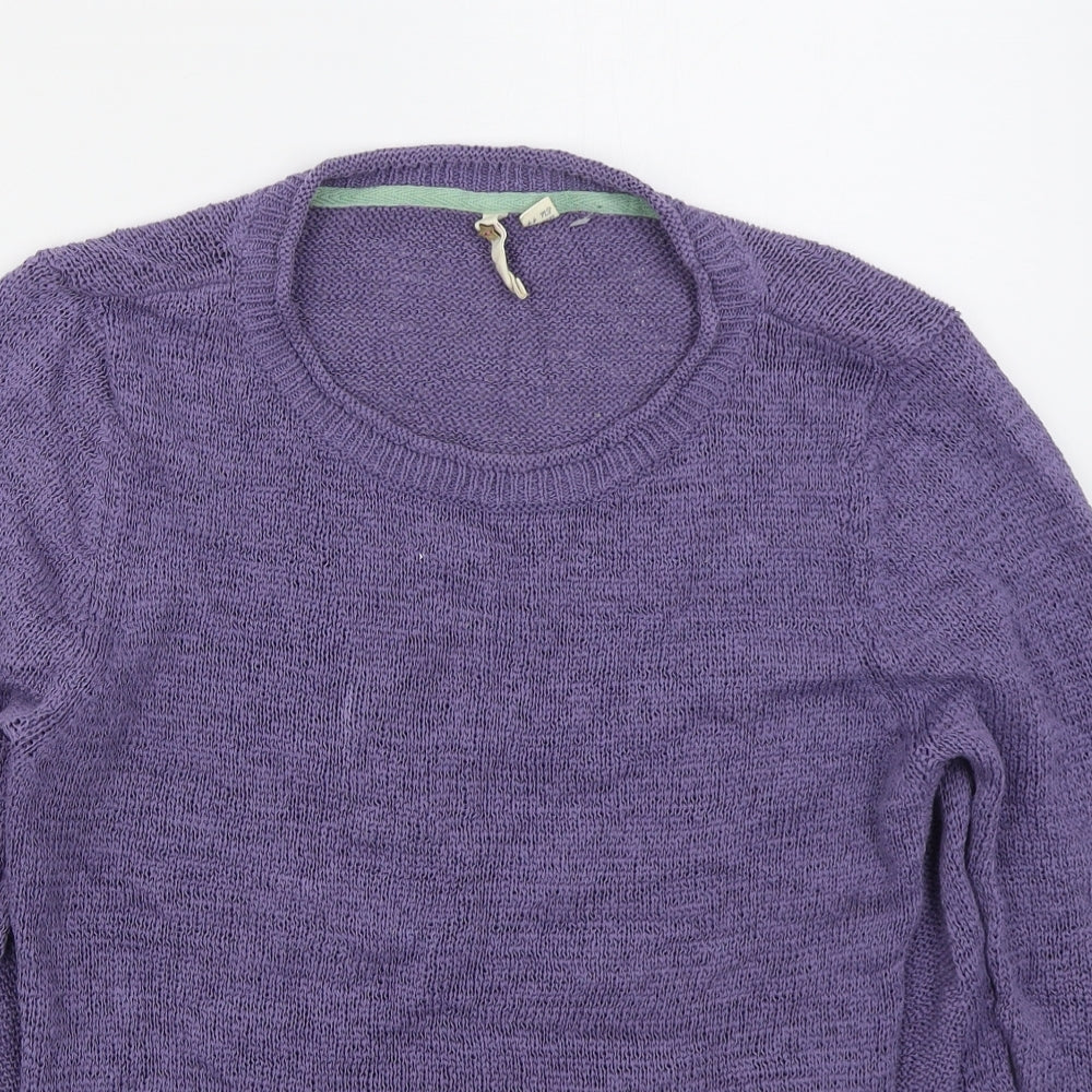 White Stuff Womens Purple Crew Neck  Linen Pullover Jumper Size 16