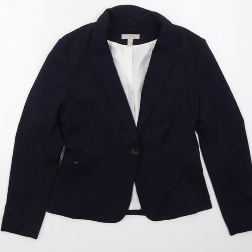 H&M Womens Blue  Polyester Jacket Suit Jacket Size 12
