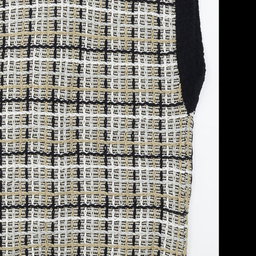Sussan Womens Beige Crew Neck Check Cotton Cardigan Jumper Size S