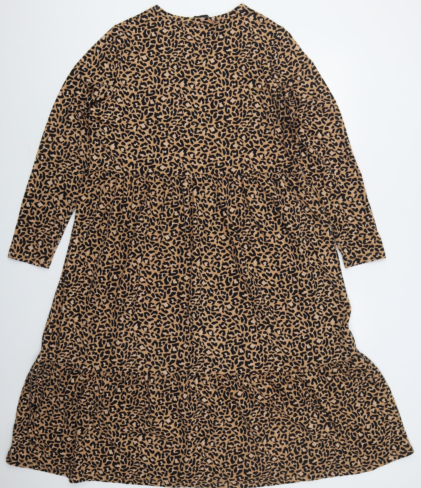 F&F Womens Brown Animal Print Polyester Trapeze & Swing  Size 16  Crew Neck Pullover