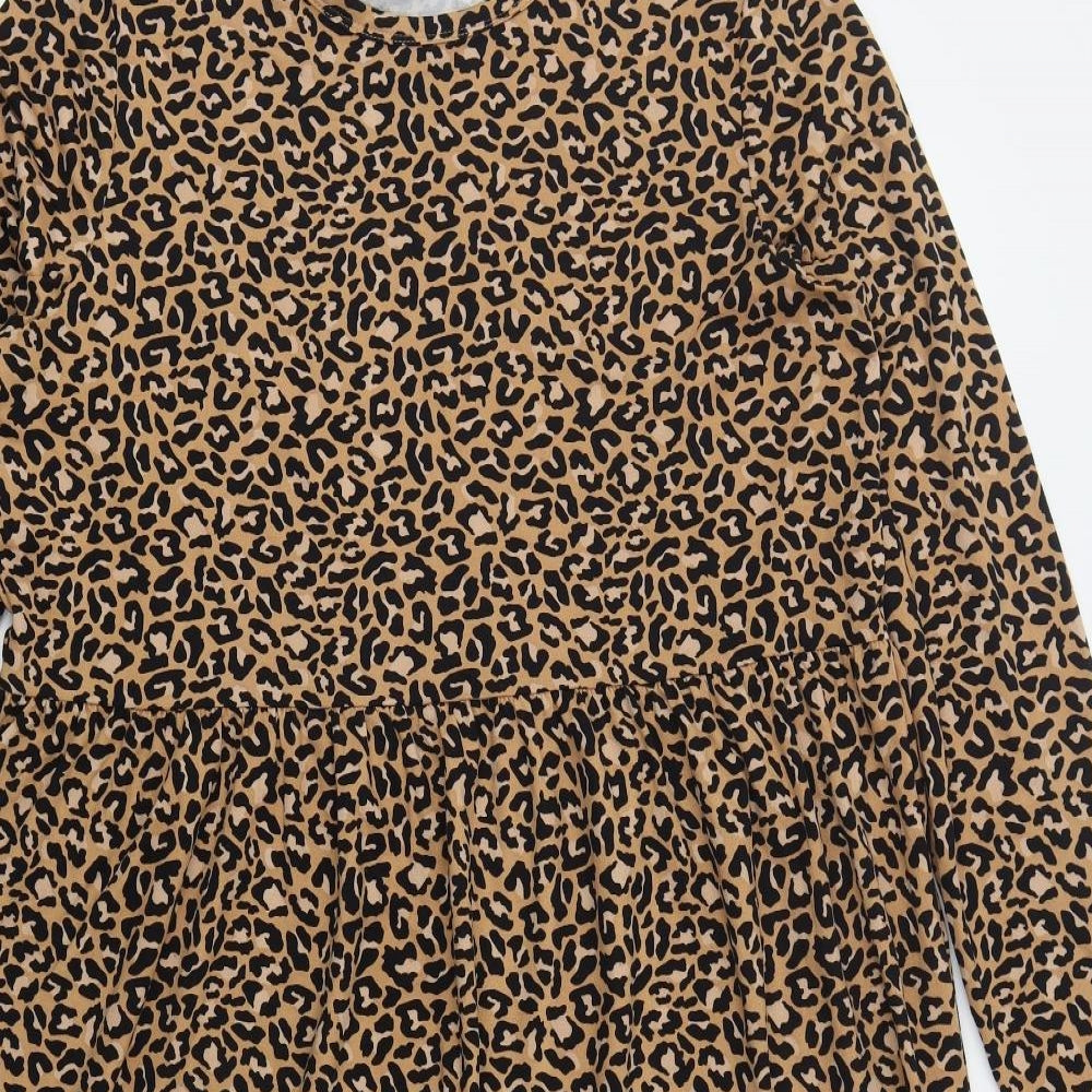F&F Womens Brown Animal Print Polyester Trapeze & Swing  Size 16  Crew Neck Pullover
