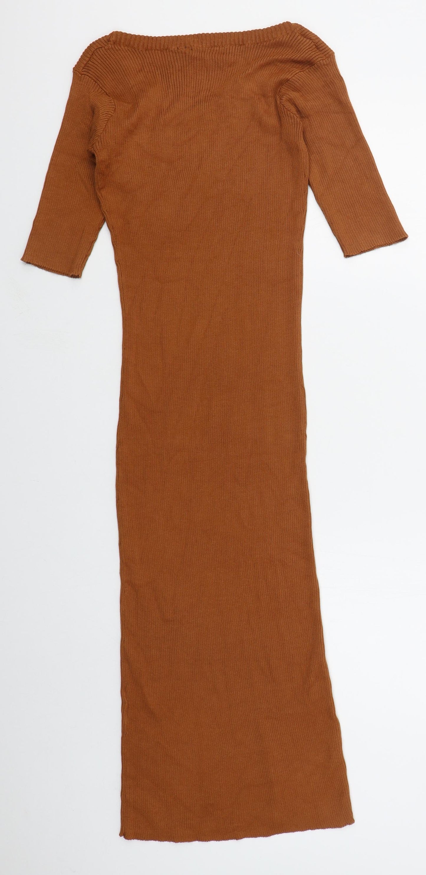 Brave Soul Womens Brown  Viscose Jumper Dress  Size 14  Round Neck Pullover