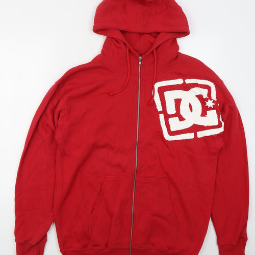 DC Shoes Mens Red  Cotton Full Zip Hoodie Size M