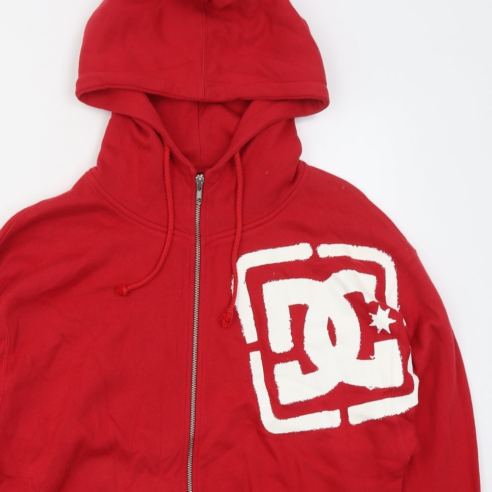 DC Shoes Mens Red  Cotton Full Zip Hoodie Size M
