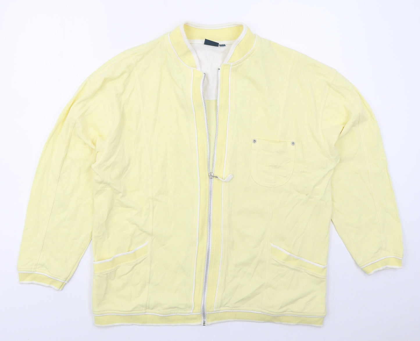 DASH Womens Yellow  Cotton Full Zip Sweatshirt Size 16  Zip
