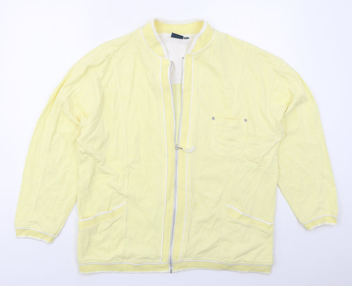 DASH Womens Yellow  Cotton Full Zip Sweatshirt Size 16  Zip