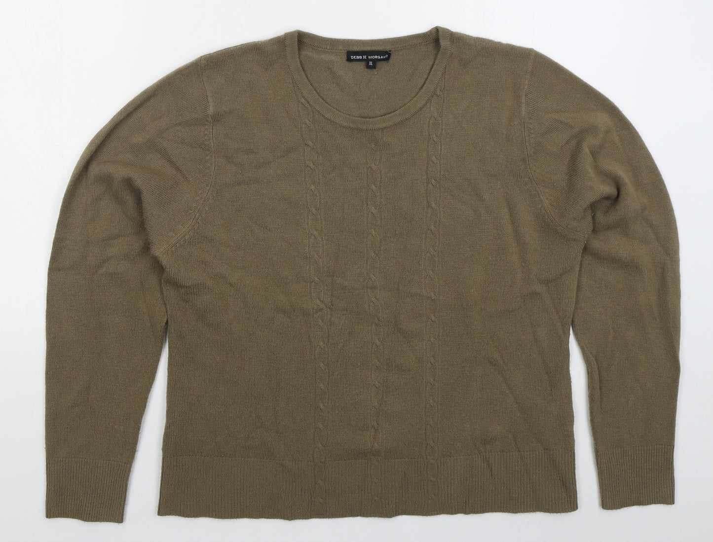 Debbie Morgan Womens Brown Crew Neck  Acrylic Pullover Jumper Size XL