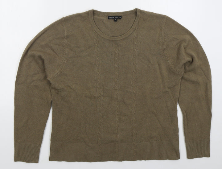 Debbie Morgan Womens Brown Crew Neck Acrylic Pullover Jumper Size XL