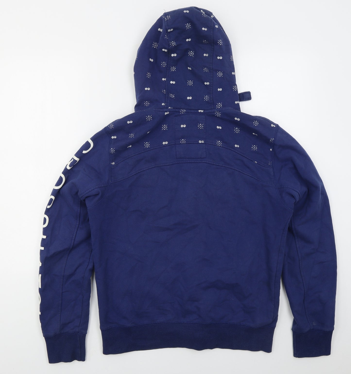 Crosshatc Mens Blue  Cotton Full Zip Hoodie Size M