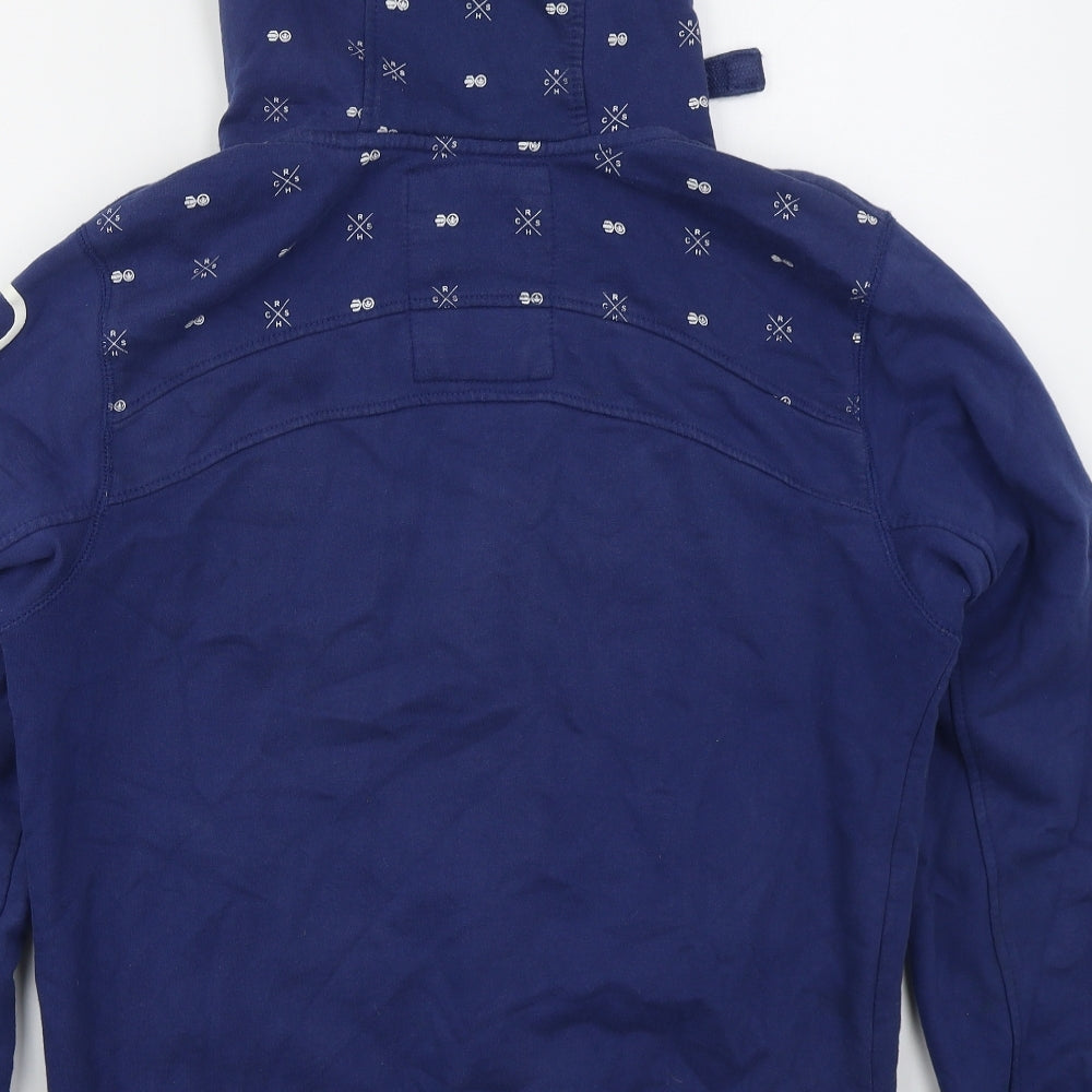 Crosshatc Mens Blue  Cotton Full Zip Hoodie Size M