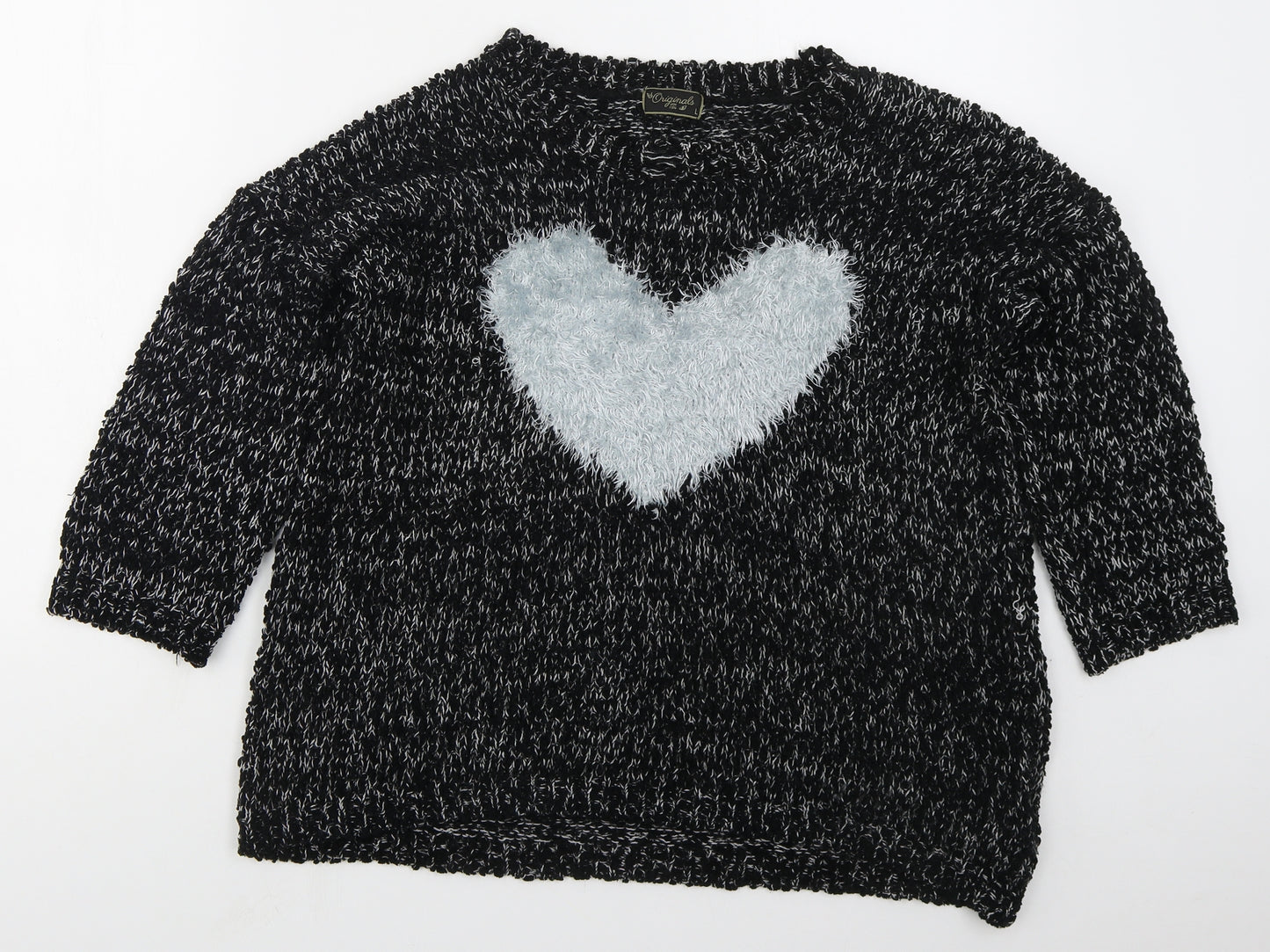 Originals Womens Grey Round Neck  Acrylic Pullover Jumper Size L   - Heart