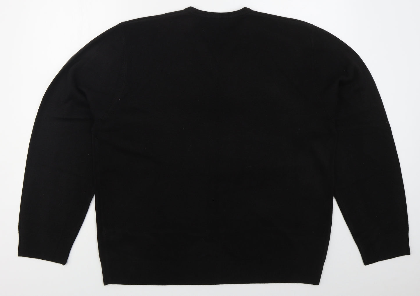 Marks and Spencer Mens Black V-Neck  Acrylic Pullover Jumper Size XL