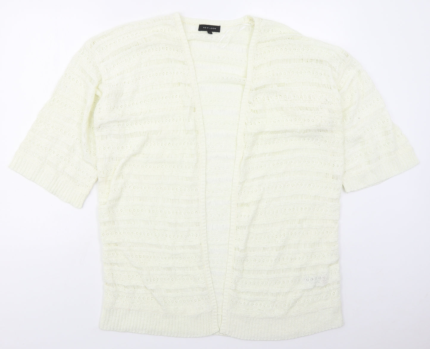 New Look Womens Ivory V-Neck  Acrylic Cardigan Jumper Size L