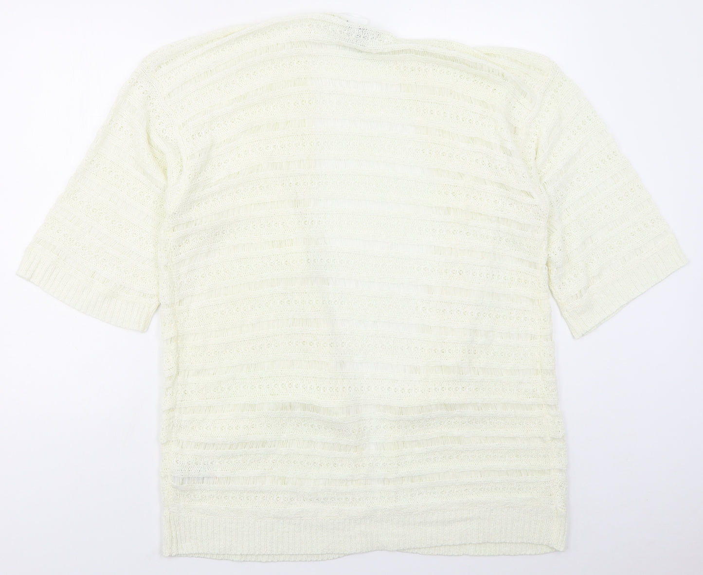 New Look Womens Ivory V-Neck  Acrylic Cardigan Jumper Size L