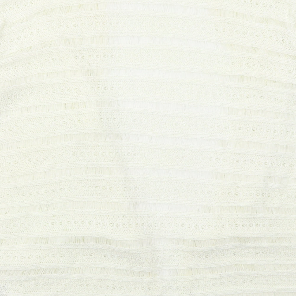 New Look Womens Ivory V-Neck  Acrylic Cardigan Jumper Size L