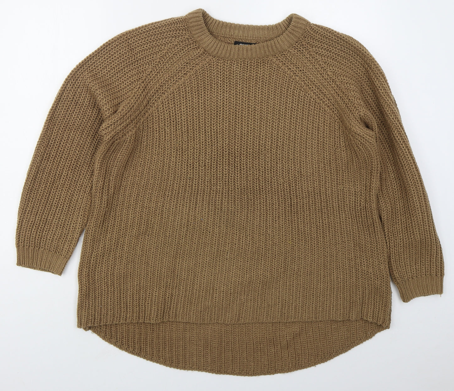 Only Womens Brown Crew Neck  Acrylic Pullover Jumper Size XL