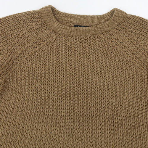 Only Womens Brown Crew Neck  Acrylic Pullover Jumper Size XL