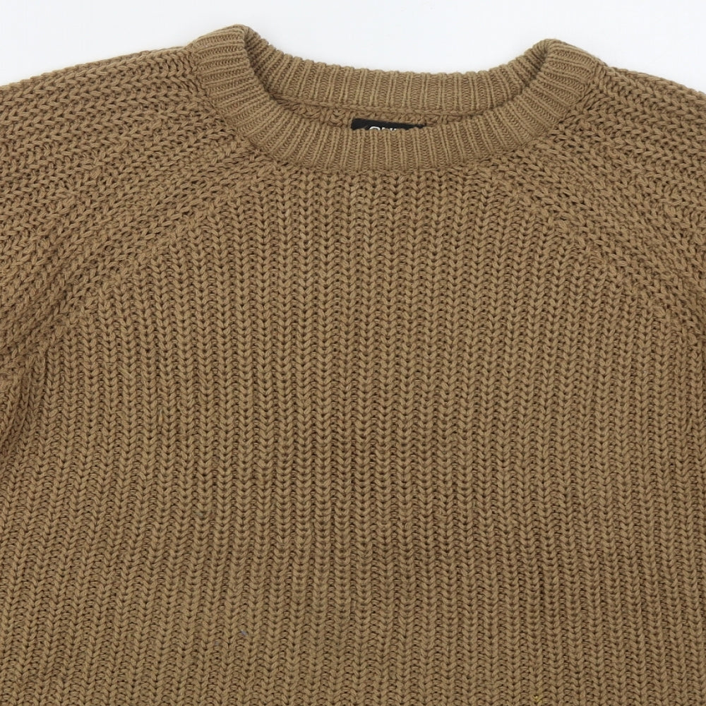 Only Womens Brown Crew Neck  Acrylic Pullover Jumper Size XL