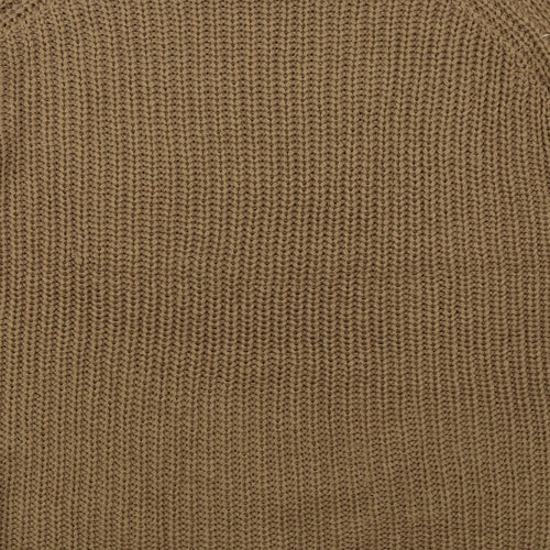 Only Womens Brown Crew Neck  Acrylic Pullover Jumper Size XL
