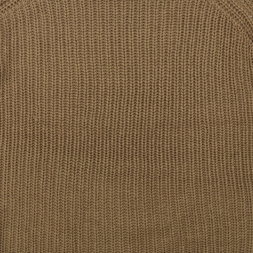 Only Womens Brown Crew Neck  Acrylic Pullover Jumper Size XL