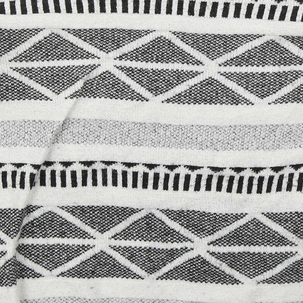 F&F Womens Grey Crew Neck Geometric Acrylic Pullover Jumper Size 16
