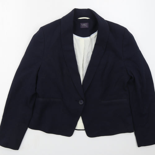 Marks and Spencer Womens Blue  Polyester Jacket Suit Jacket Size 14