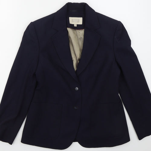 NEXT Womens Blue Striped Polyester Jacket Suit Jacket Size 12