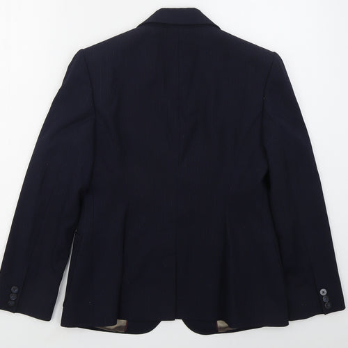 NEXT Womens Blue Striped Polyester Jacket Suit Jacket Size 12