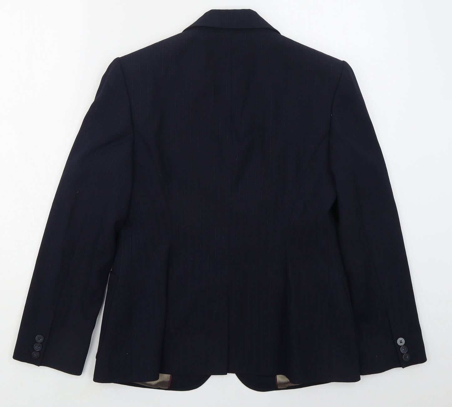NEXT Womens Blue Striped Polyester Jacket Suit Jacket Size 12