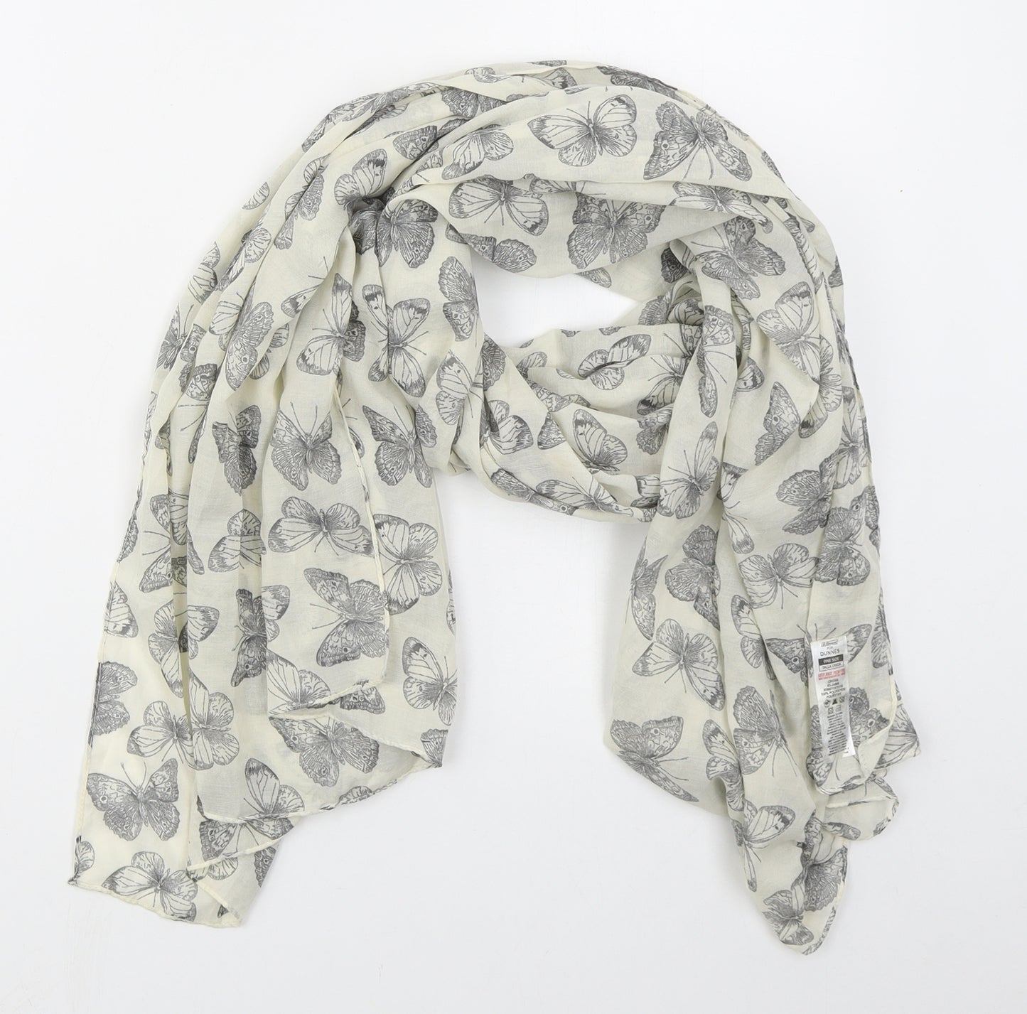Dunnes Womens Ivory  Polyester  Scarf    - Butterflies