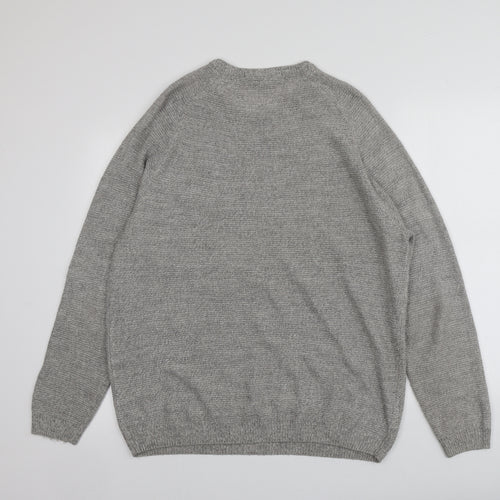 Pepeco Mens Grey Round Neck  Acrylic Pullover Jumper Size XL