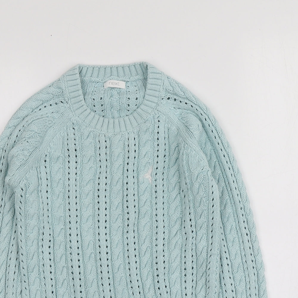 NEXT Girls Blue Round Neck  Cotton Pullover Jumper Size 9 Years
