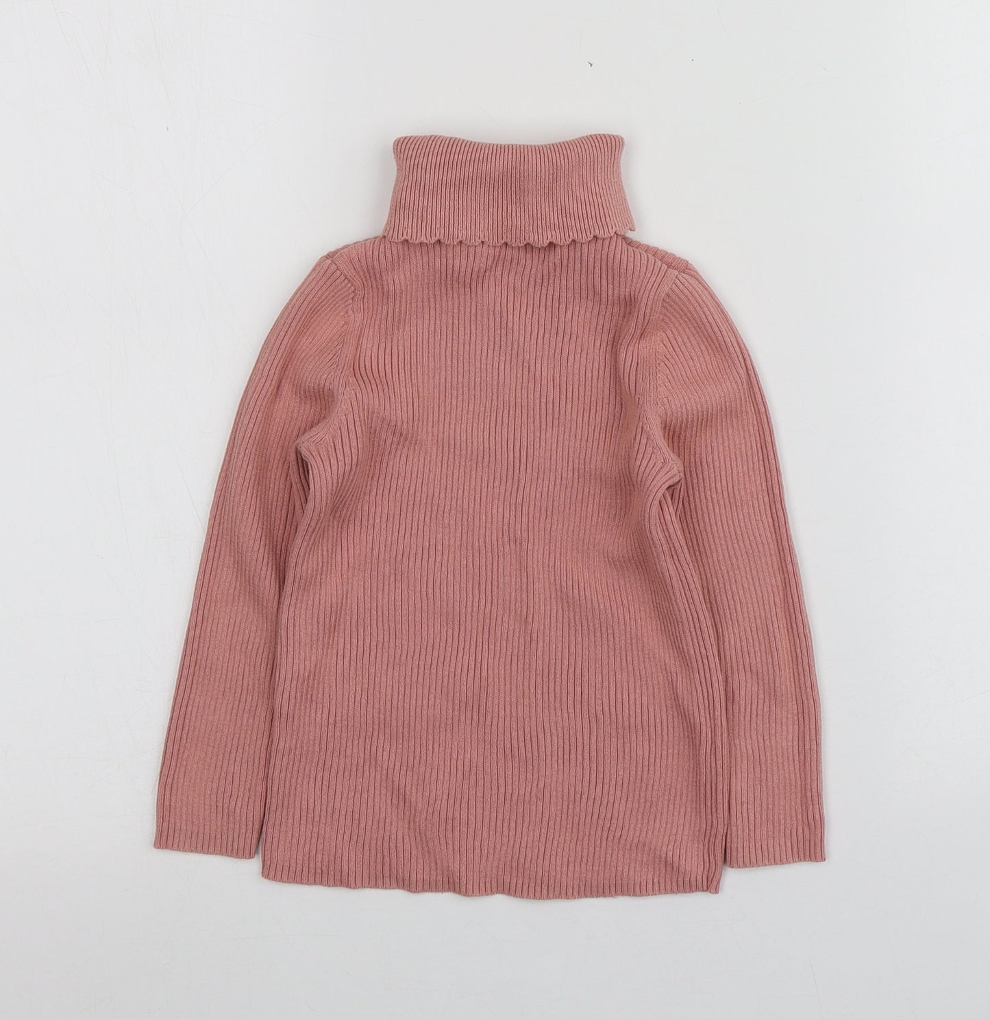 George Girls Pink Roll Neck  100% Cotton Pullover Jumper Size 4-5 Years