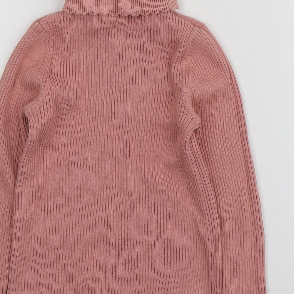 George Girls Pink Roll Neck  100% Cotton Pullover Jumper Size 4-5 Years