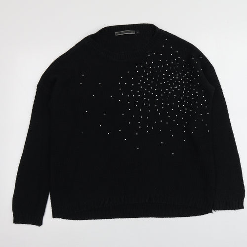 New Look Womens Black Round Neck  Acrylic Pullover Jumper Size S