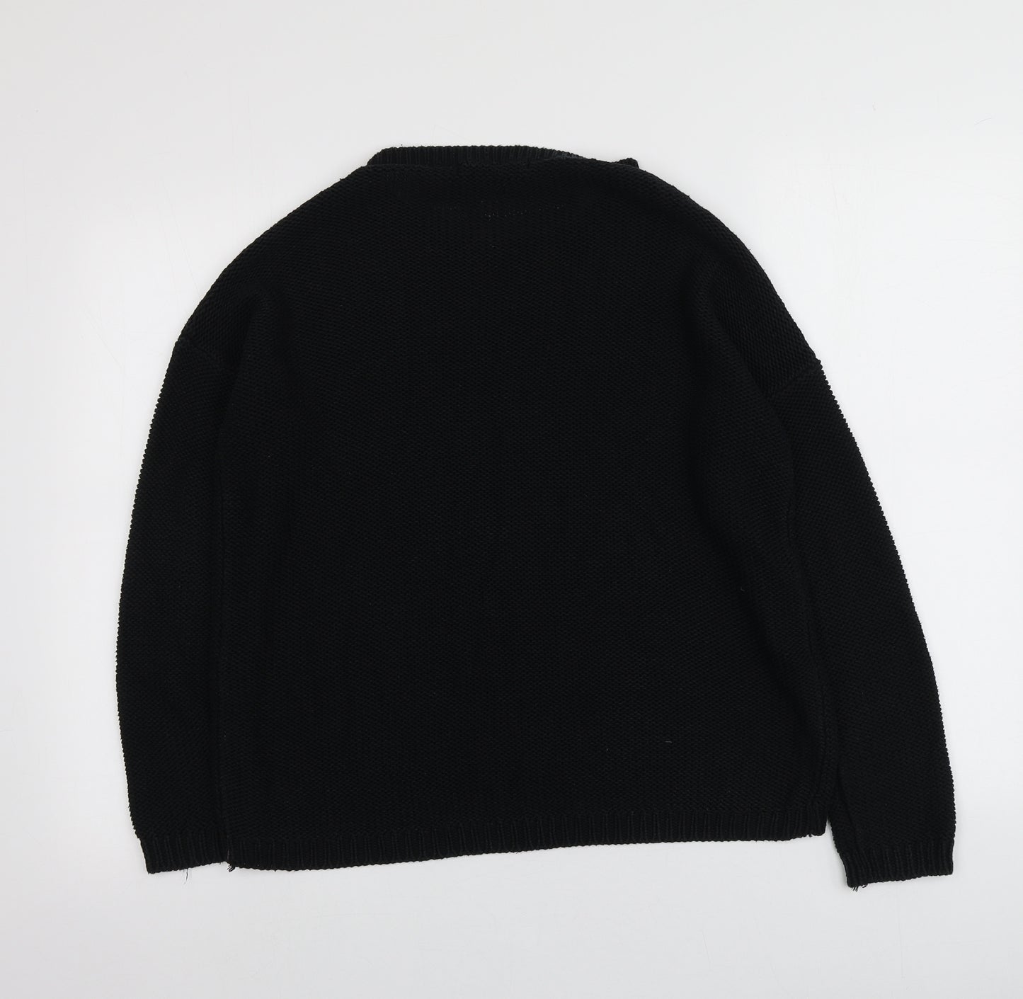 New Look Womens Black Round Neck  Acrylic Pullover Jumper Size S