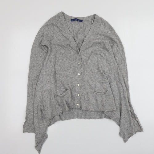 NEXT Womens Grey V-Neck  Nylon Cardigan Jumper Size 8