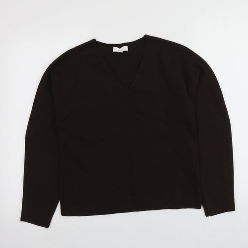 H&M Womens Brown V-Neck  Polyester Pullover Jumper Size XS