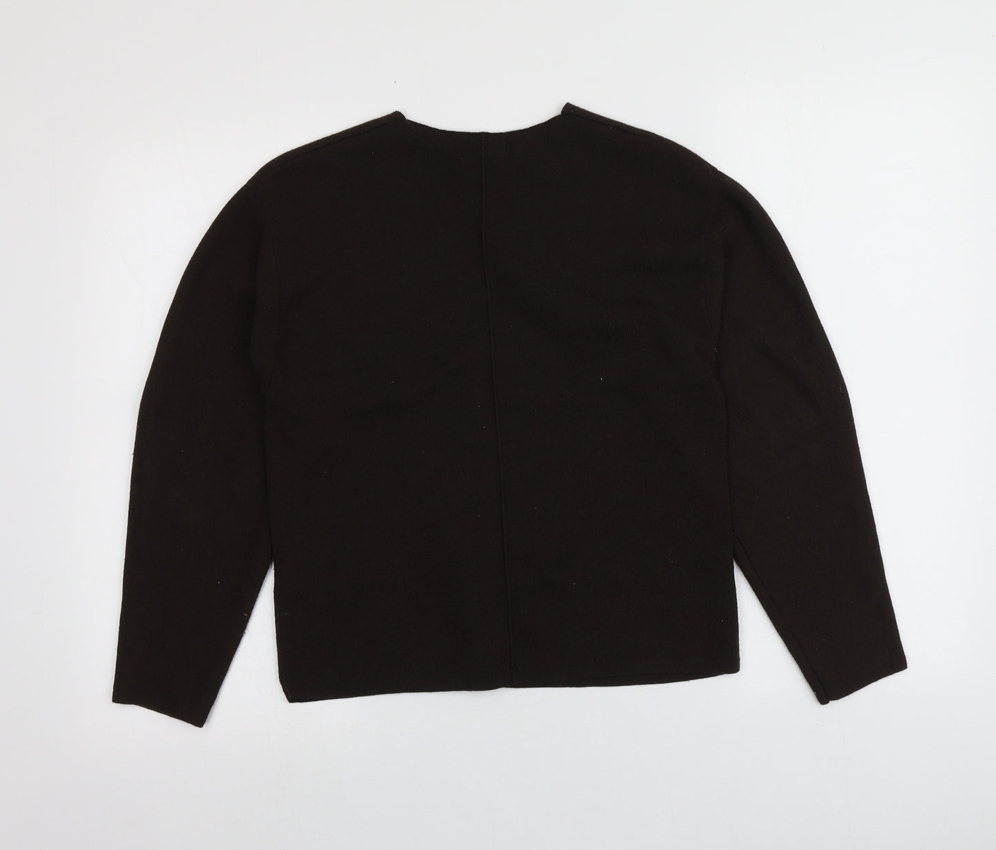 H&M Womens Brown V-Neck  Polyester Pullover Jumper Size XS