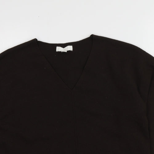 H&M Womens Brown V-Neck  Polyester Pullover Jumper Size XS